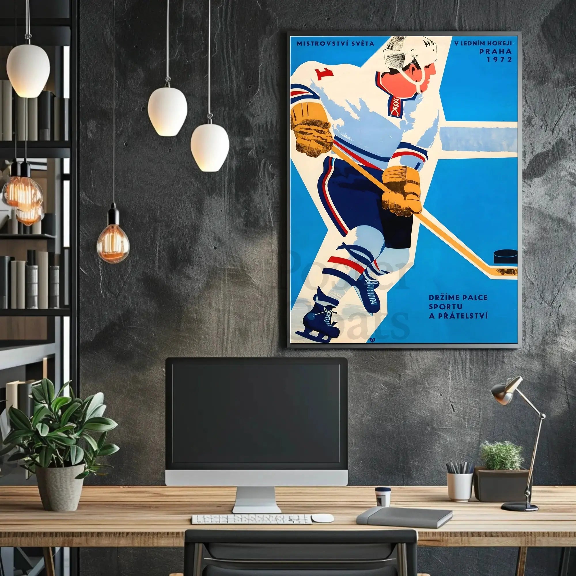 Ice Hockey Action 1972 Sports Poster PosterGoat