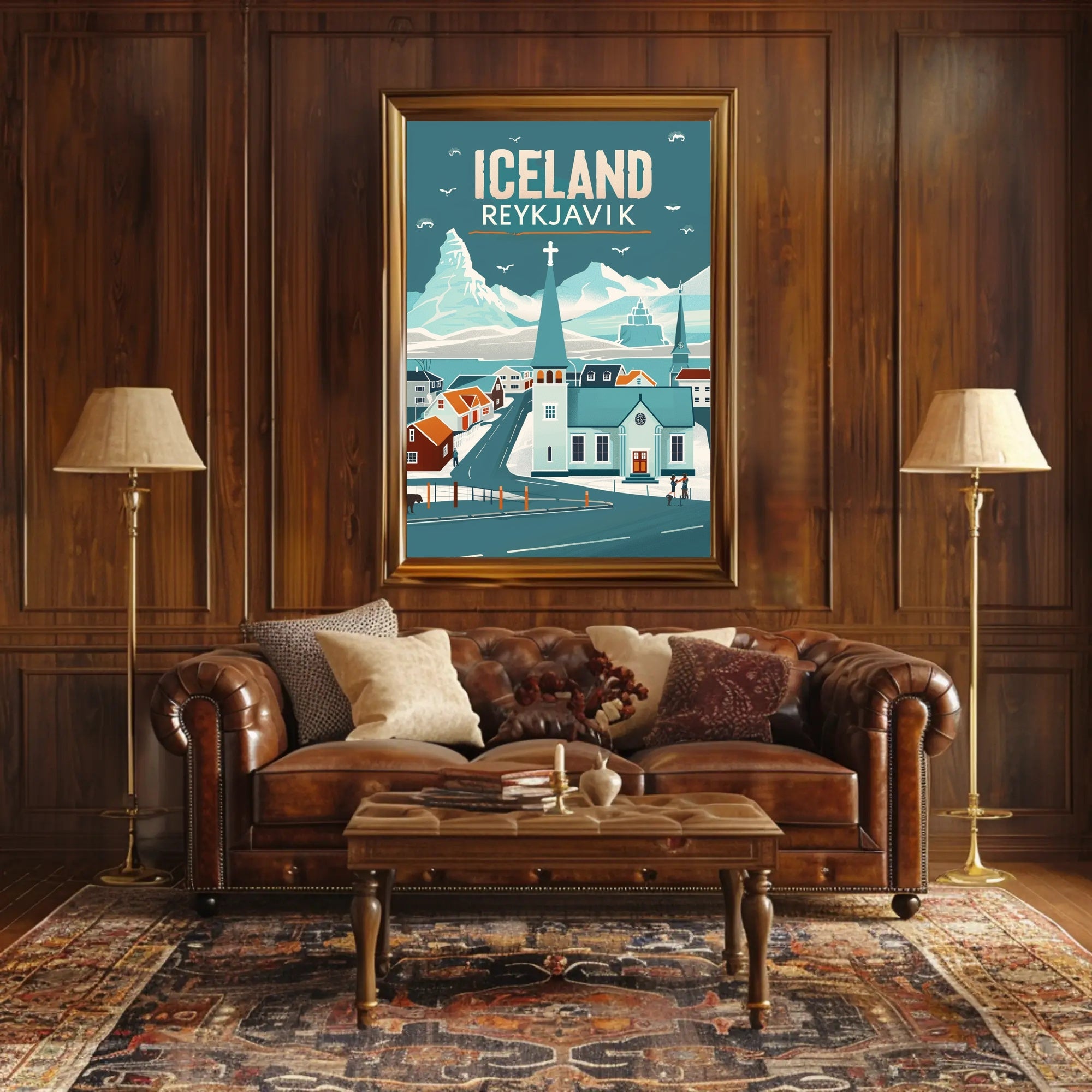 Icelandic Winter Wonderland: Reykjavik Vintage Travel Poster PosterGoat