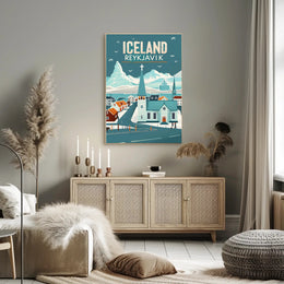 Icelandic Winter Wonderland: Reykjavik Vintage Travel Poster PosterGoat