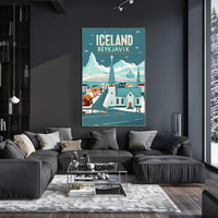 Icelandic Winter Wonderland: Reykjavik Vintage Travel Poster PosterGoat
