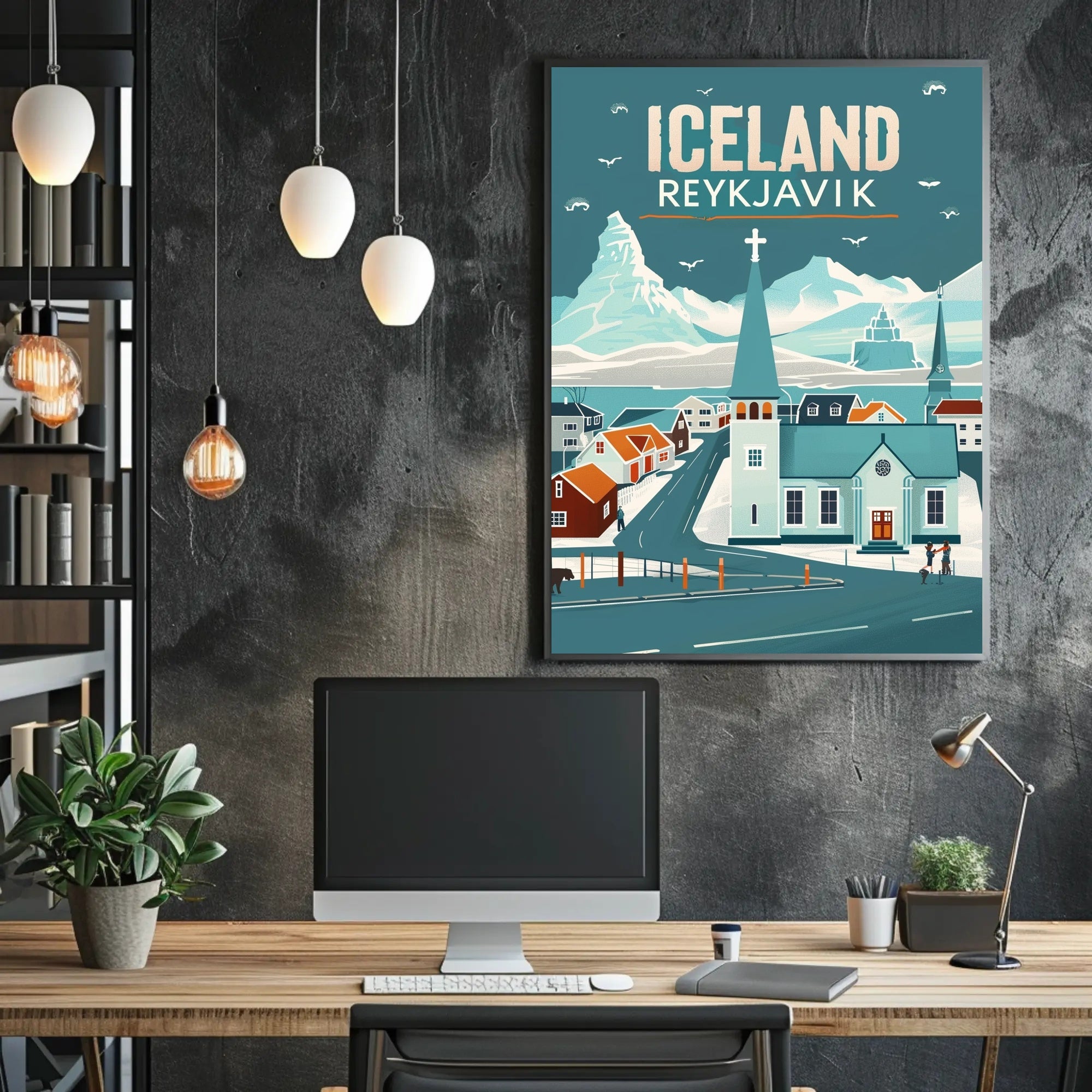 Icelandic Winter Wonderland: Reykjavik Vintage Travel Poster PosterGoat