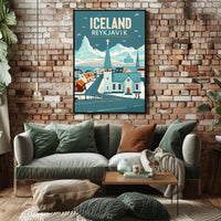 Icelandic Winter Wonderland: Reykjavik Vintage Travel Poster PosterGoat