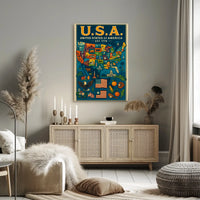 Iconic Americana Map: Celebrate Pride Cultural Heritage Poster PosterGoat