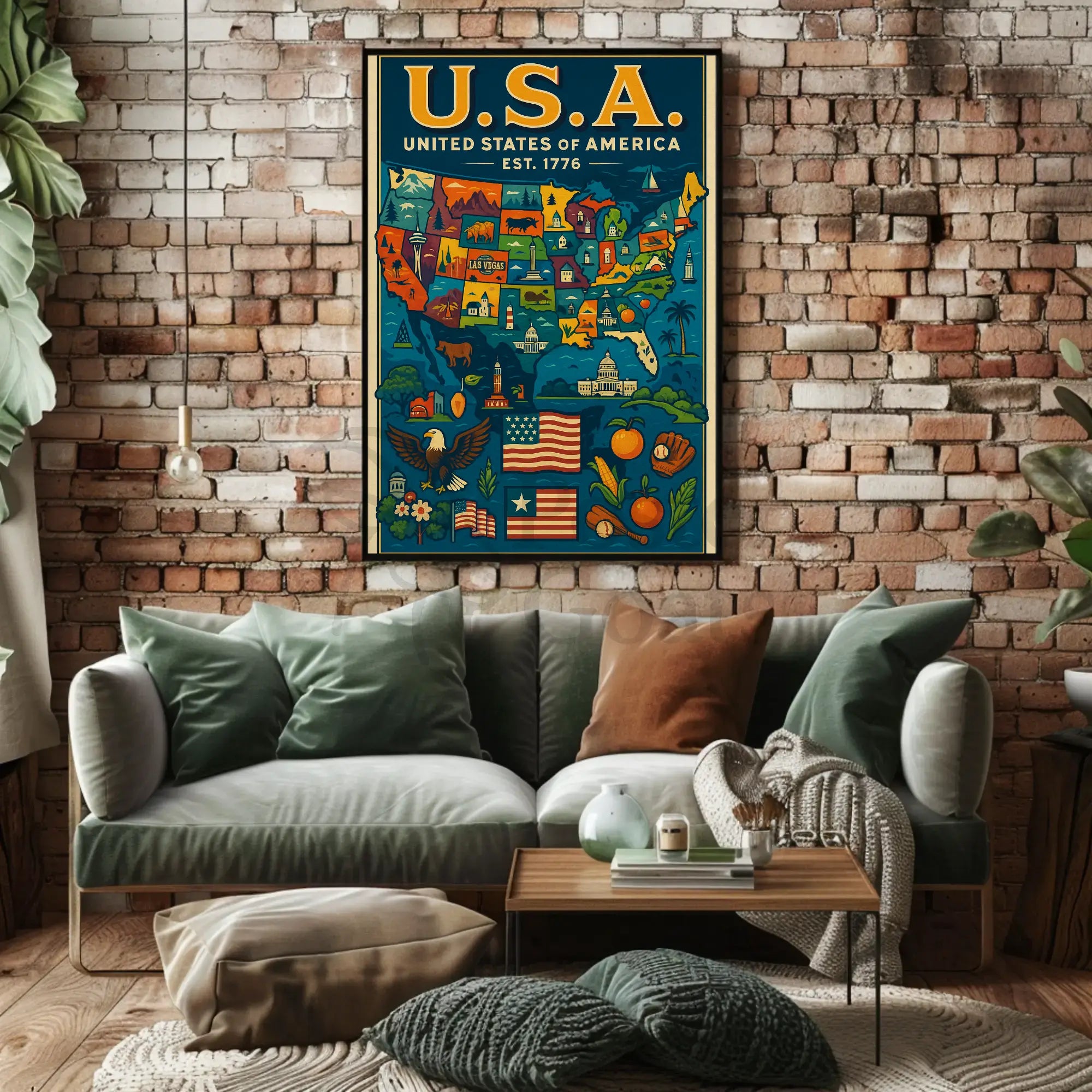 Iconic Americana Map: Celebrate Pride Cultural Heritage Poster PosterGoat