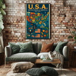 Iconic Americana Map: Celebrate Pride Cultural Heritage Poster PosterGoat