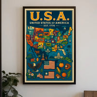 Iconic Americana Map: Celebrate Pride Cultural Heritage Poster PosterGoat