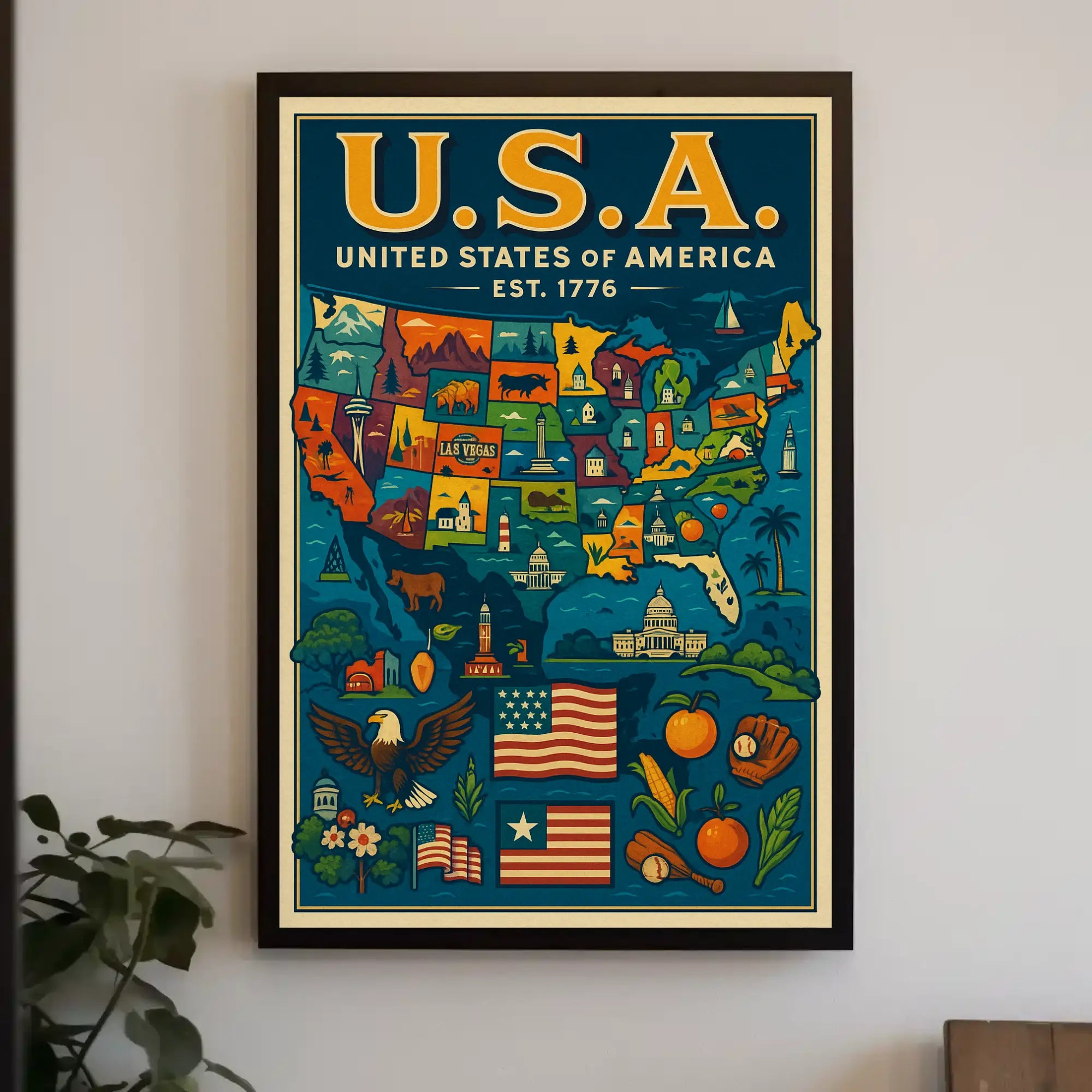 Iconic Americana Map: Celebrate Pride Cultural Heritage Poster PosterGoat