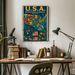Iconic Americana Map: Celebrate Pride Cultural Heritage Poster PosterGoat