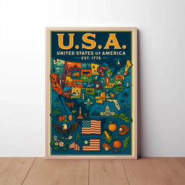 Iconic Americana Map: Celebrate Pride Cultural Heritage Poster PosterGoat