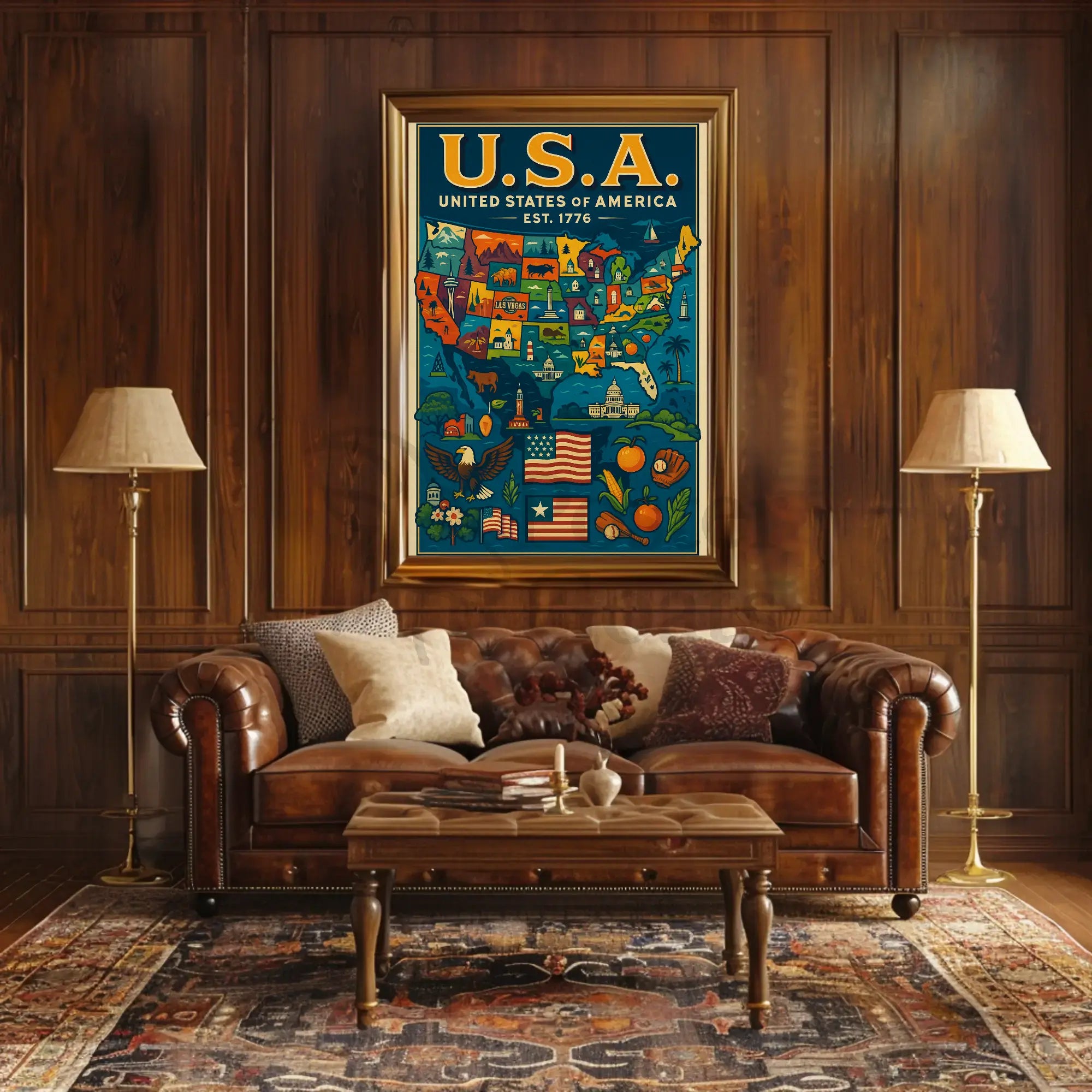 Iconic Americana Map: Celebrate Pride Cultural Heritage Poster PosterGoat