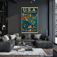 Iconic Americana Map: Celebrate Pride Cultural Heritage Poster PosterGoat