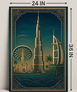 Iconic Dubai Landmarks Wall Art Print PosterGoat
