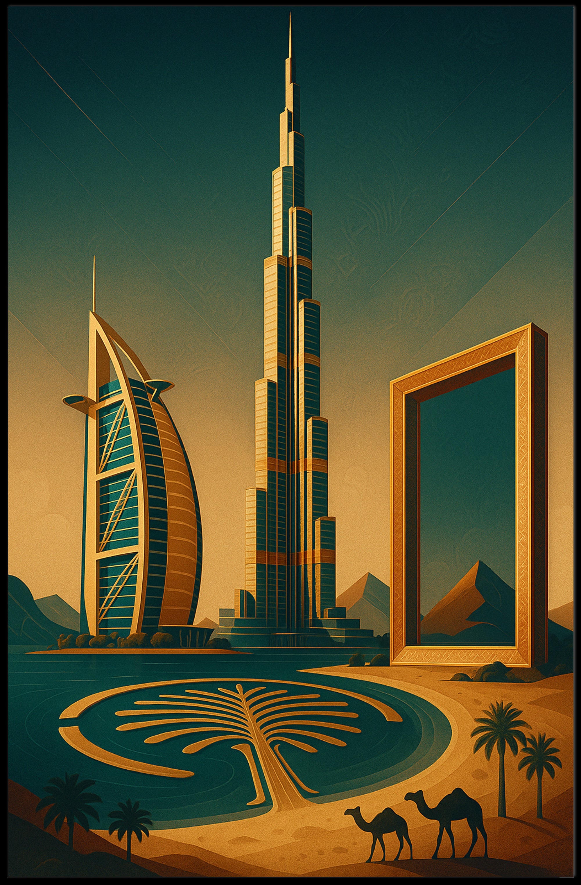 Iconic Dubai Landmarks Wall Art Print PosterGoat