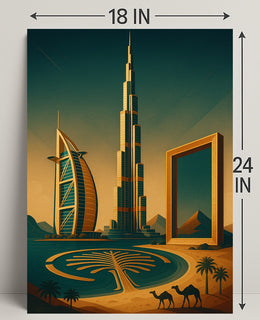 Iconic Dubai Landmarks Wall Art Print PosterGoat