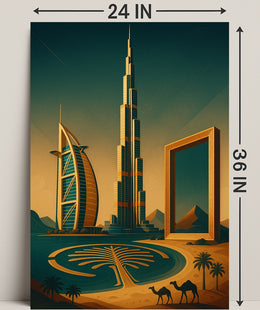 Iconic Dubai Landmarks Wall Art Print PosterGoat