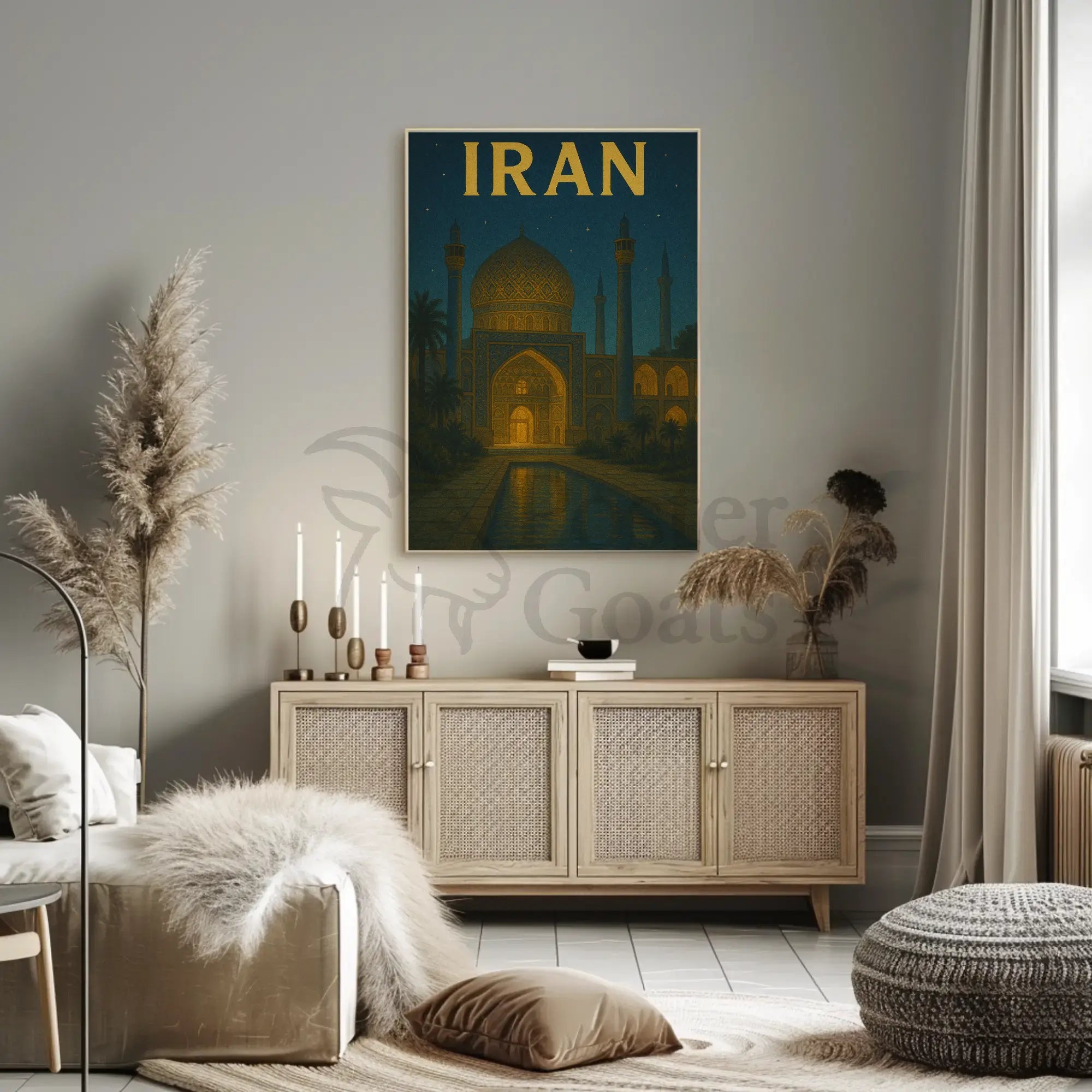 Iconic Iranian Mosque Night Scene Travel Poster PosterGoat