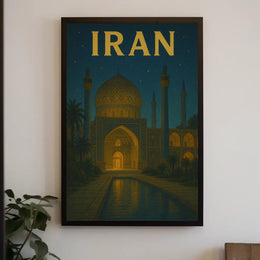 Iconic Iranian Mosque Night Scene Travel Poster PosterGoat