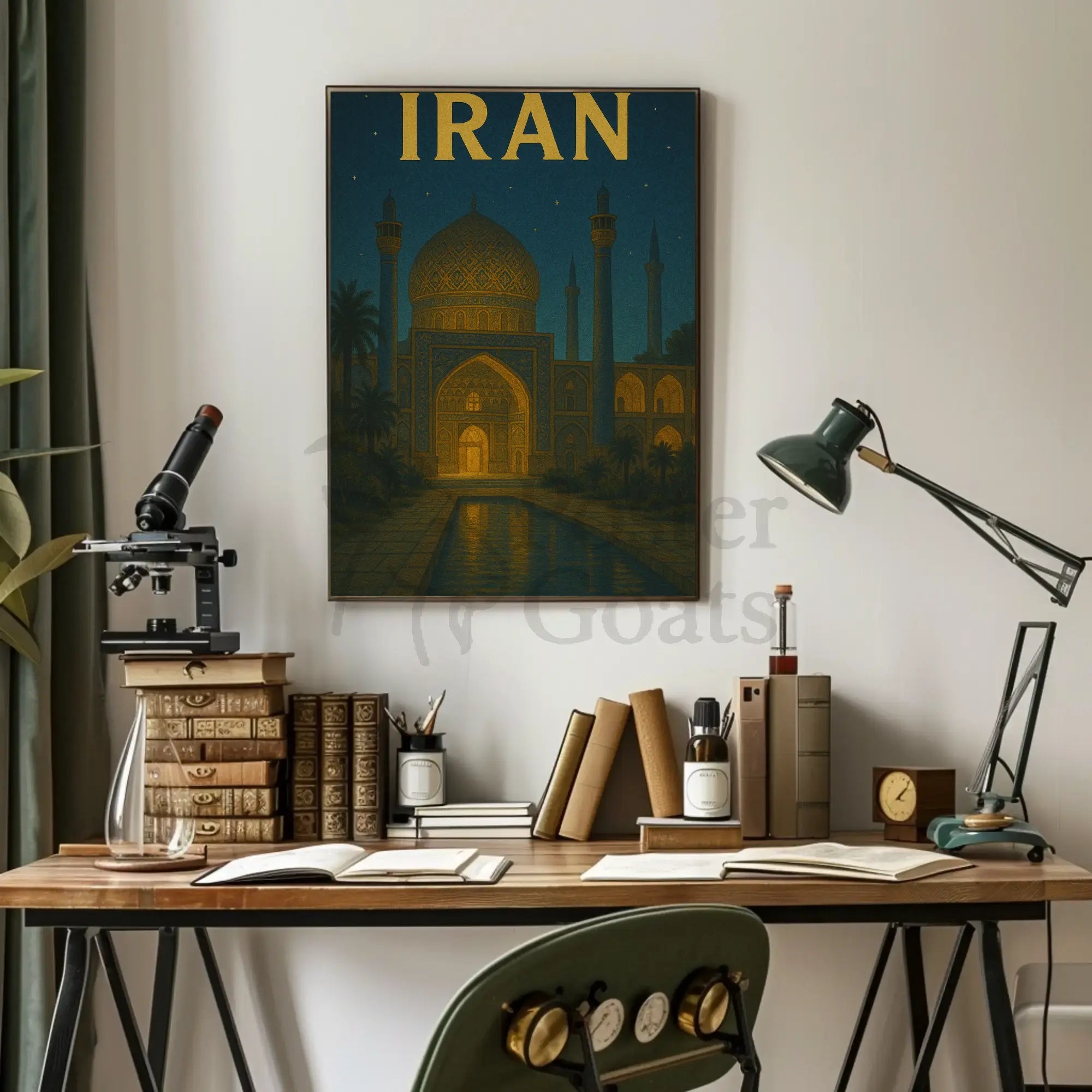 Iconic Iranian Mosque Night Scene Travel Poster PosterGoat