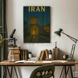 Iconic Iranian Mosque Night Scene Travel Poster PosterGoat