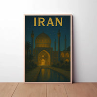 Iconic Iranian Mosque Night Scene Travel Poster PosterGoat