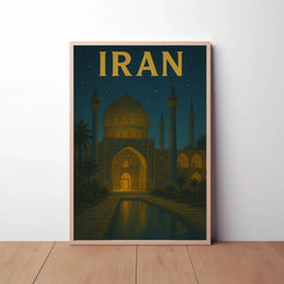 Iconic Iranian Mosque Night Scene Travel Poster PosterGoat