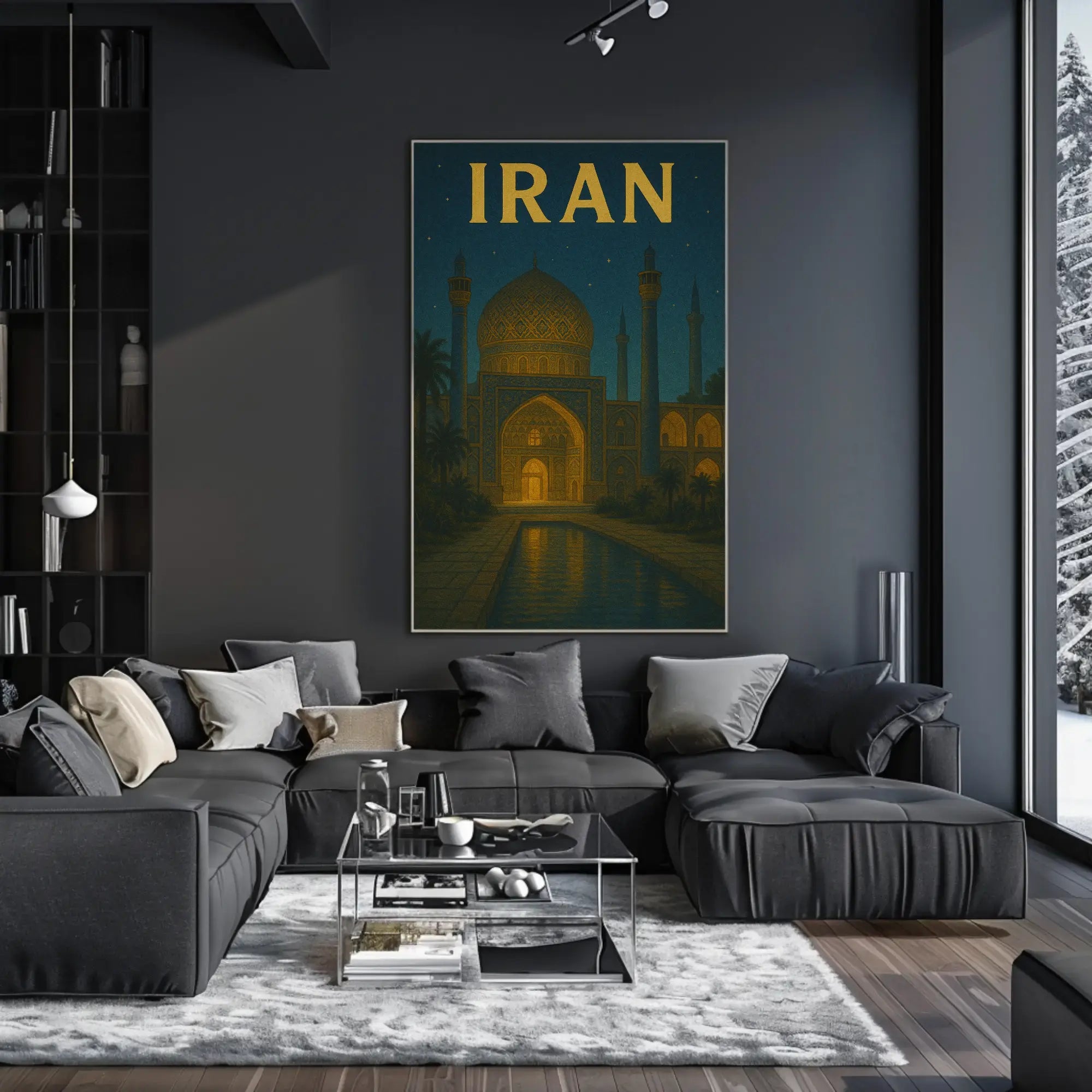 Iconic Iranian Mosque Night Scene Travel Poster PosterGoat