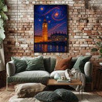 Iconic London Big Ben Starry Night Art Print Cultural Poster PosterGoat
