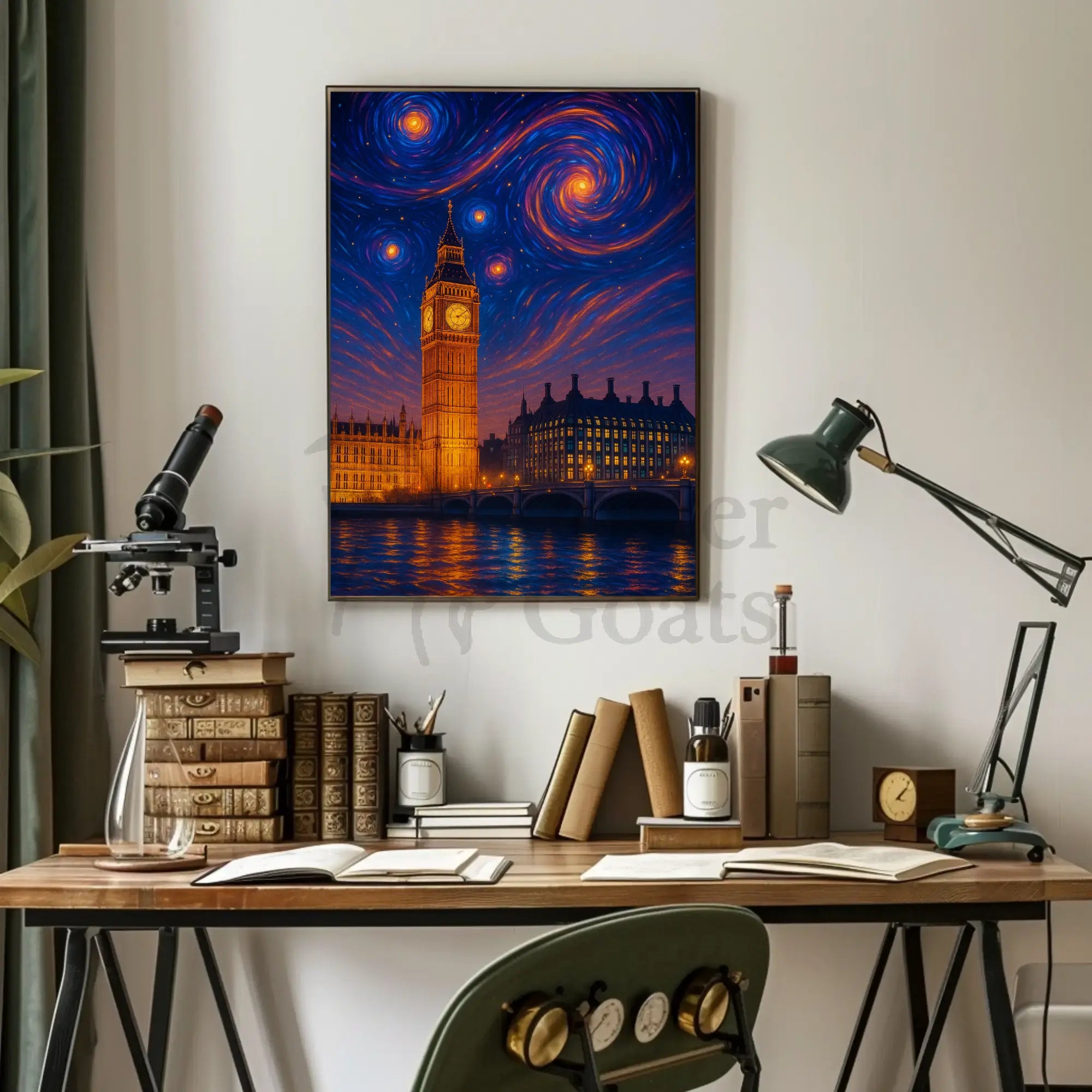 Iconic London Big Ben Starry Night Art Print Cultural Poster PosterGoat