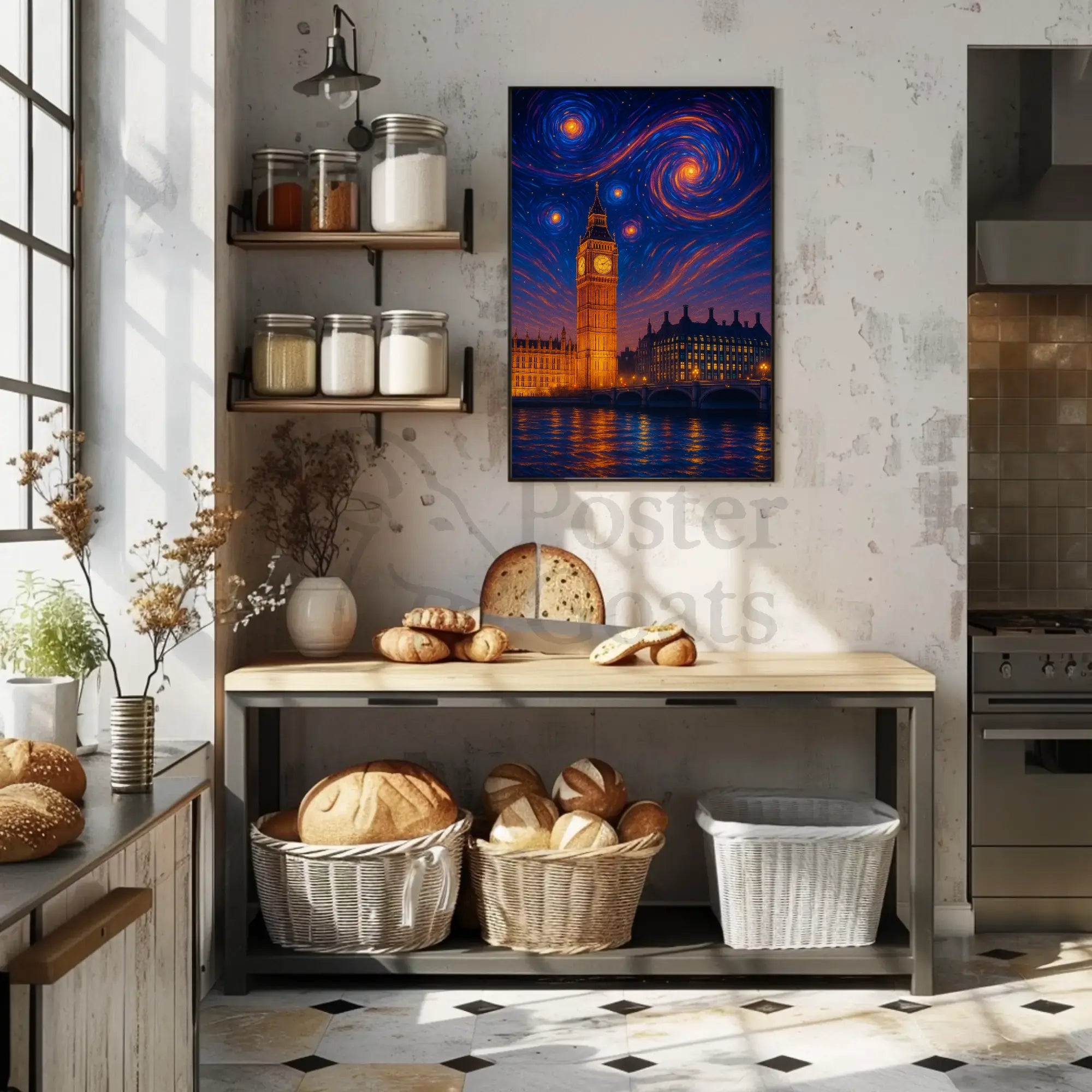Iconic London Big Ben Starry Night Art Print Cultural Poster PosterGoat