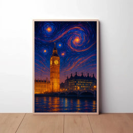 Iconic London Big Ben Starry Night Art Print Cultural Poster PosterGoat