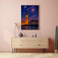 Iconic London Big Ben Starry Night Art Print Cultural Poster PosterGoat