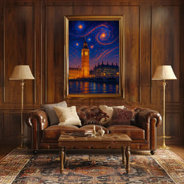 Iconic London Big Ben Starry Night Art Print Cultural Poster PosterGoat