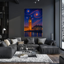 Iconic London Big Ben Starry Night Art Print Cultural Poster PosterGoat