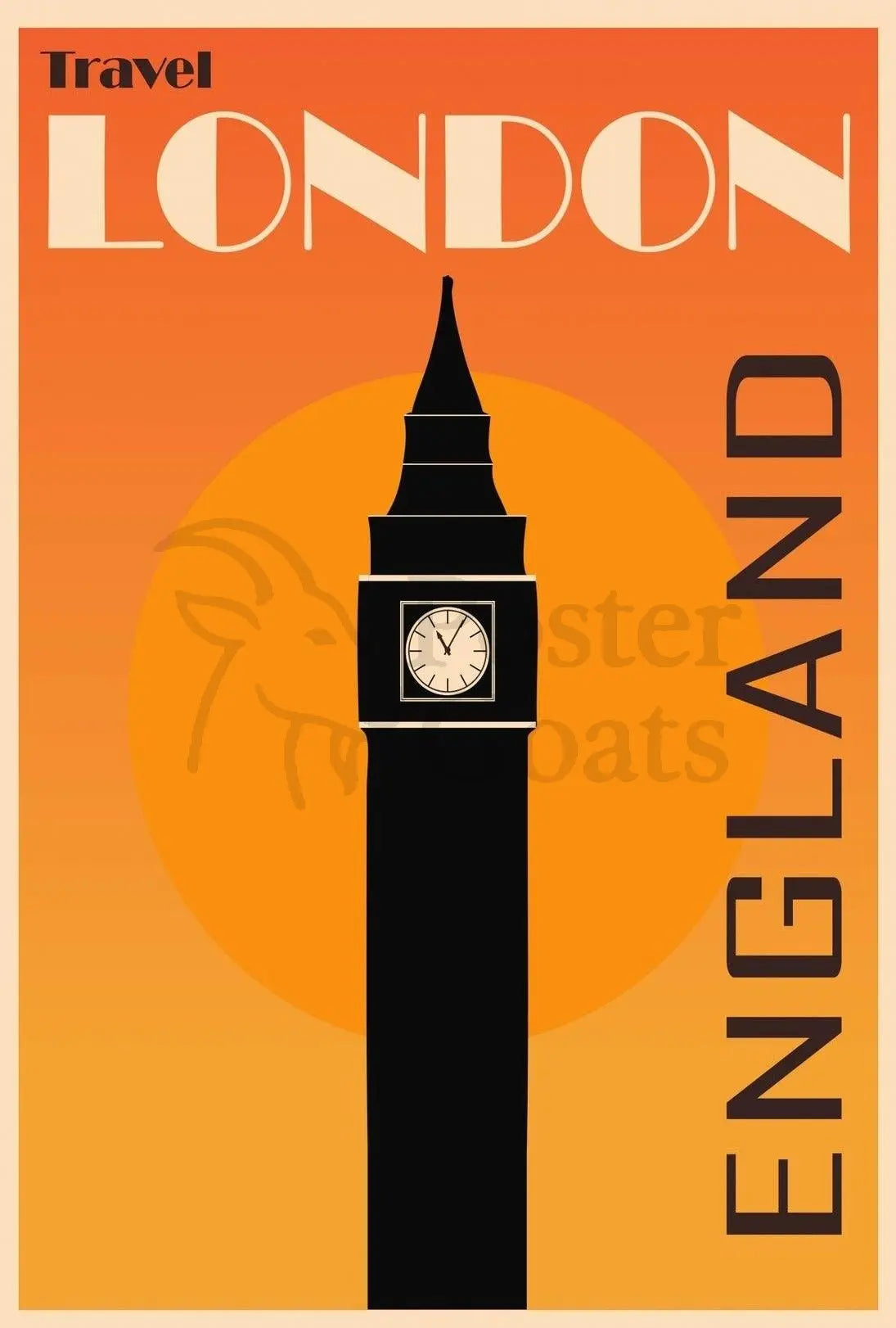 Iconic London Clock Tower Vintage Travel Poster PosterGoat