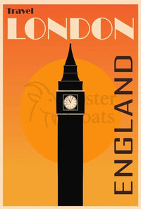Iconic London Clock Tower Vintage Travel Poster PosterGoat