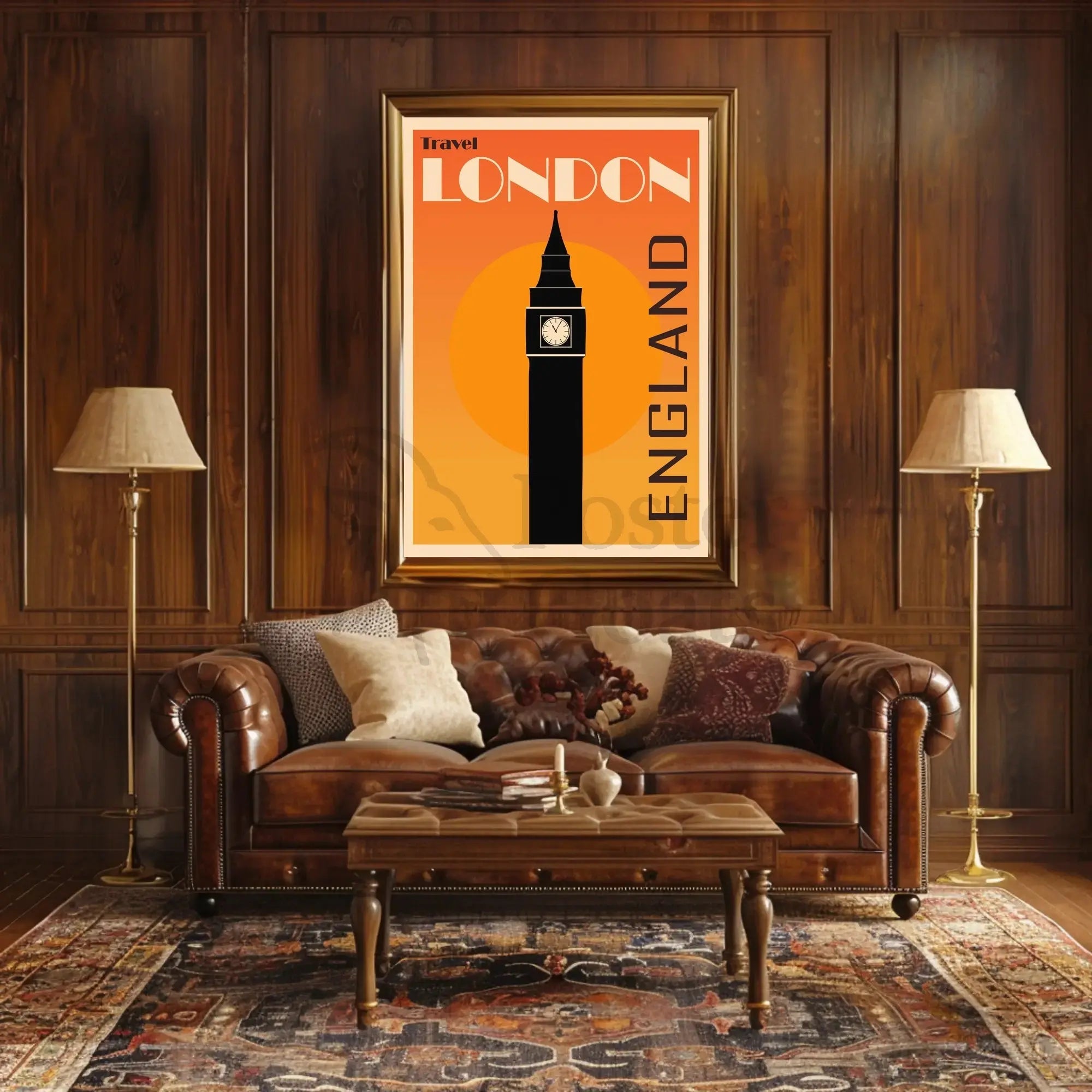 Iconic London Clock Tower Vintage Travel Poster PosterGoat