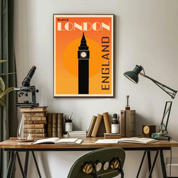 Iconic London Clock Tower Vintage Travel Poster PosterGoat