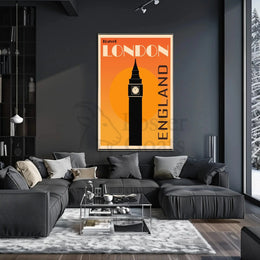 Iconic London Clock Tower Vintage Travel Poster PosterGoat