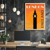 Iconic London Clock Tower Vintage Travel Poster PosterGoat