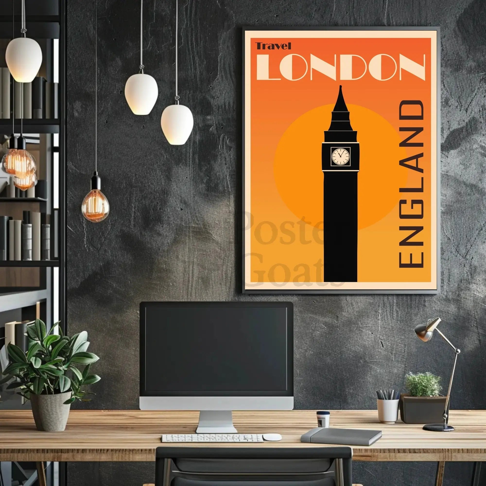 Iconic London Clock Tower Vintage Travel Poster PosterGoat