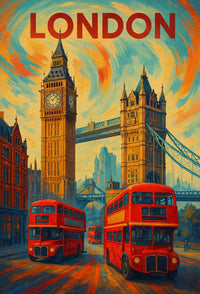 Iconic London Landmark Scene with Energy Travel Poster PosterGoat