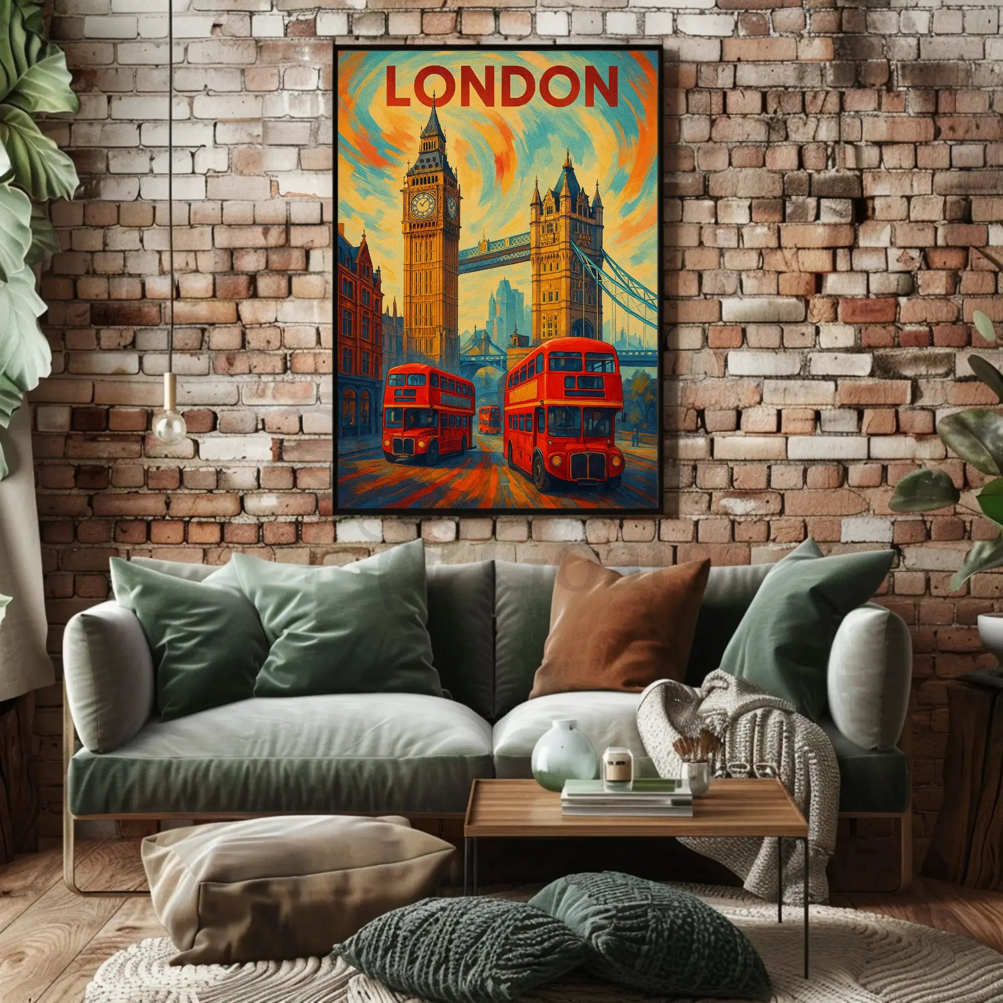 Iconic London Landmark Scene with Energy Travel Poster PosterGoat