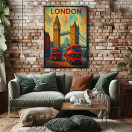 Iconic London Landmark Scene with Energy Travel Poster PosterGoat