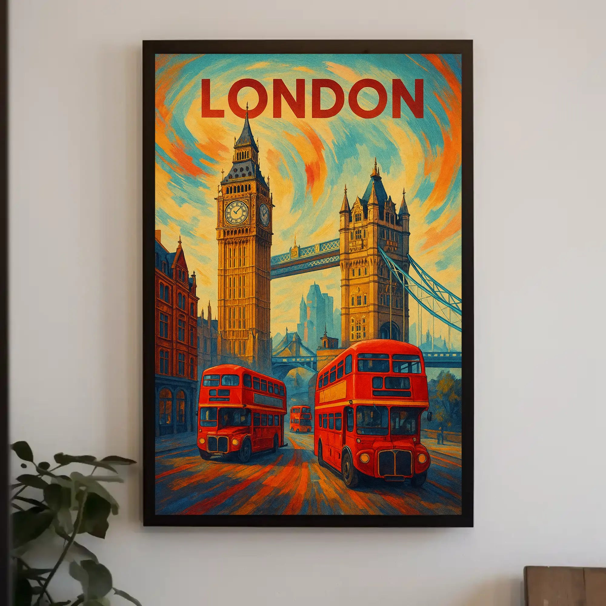 Iconic London Landmark Scene with Energy Travel Poster PosterGoat