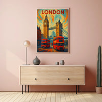 Iconic London Landmark Scene with Energy Travel Poster PosterGoat