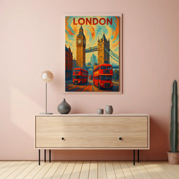 Iconic London Landmark Scene with Energy Travel Poster PosterGoat