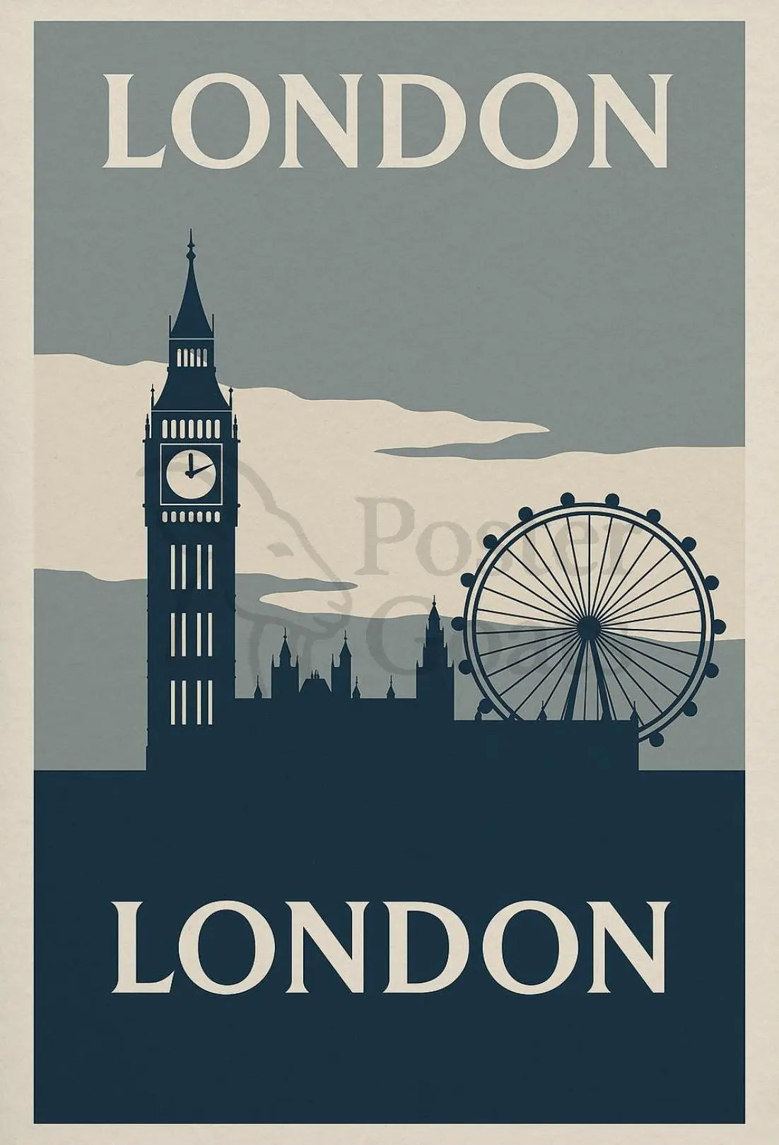 Iconic London Landmarks Vintage Travel Poster PosterGoat