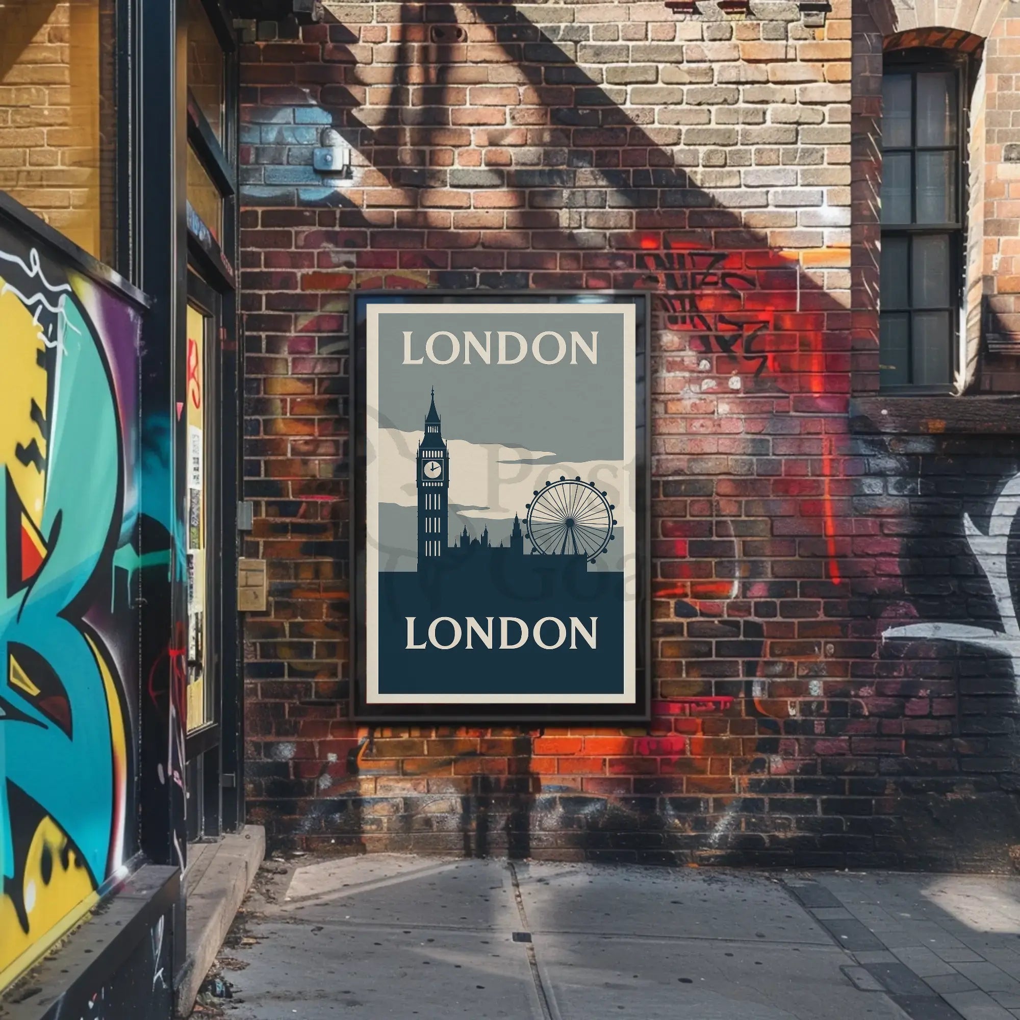 Iconic London Landmarks Vintage Travel Poster PosterGoat