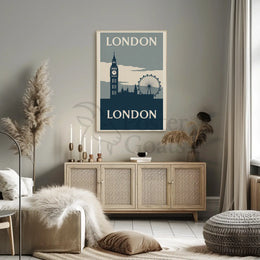 Iconic London Landmarks Vintage Travel Poster PosterGoat