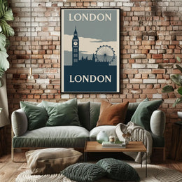 Iconic London Landmarks Vintage Travel Poster PosterGoat